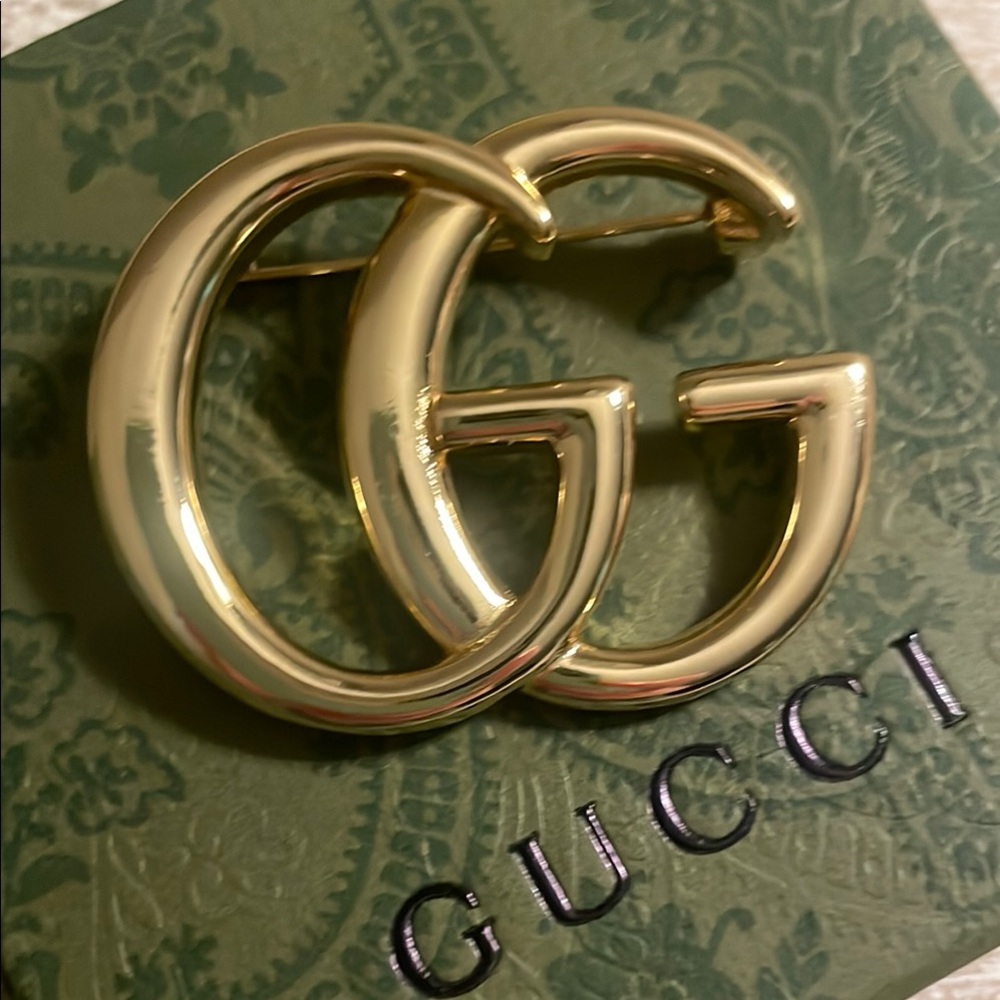 Authentic Gucci Gold GG Marmont Brooch Accessory
